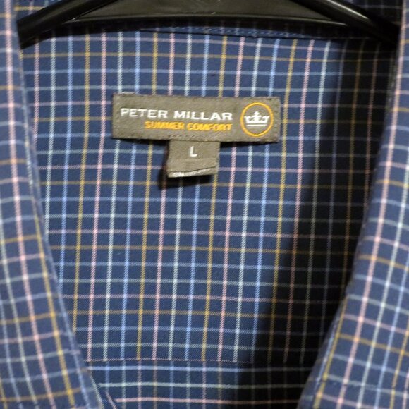 Peter Millar Shirt Mens Large Summer Comfort Long Sleeve Front Button Blue - Picture 3 of 6